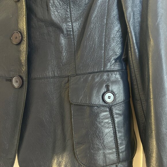 *NEW* Akris Punto Navy Leather Bomber Jacket US 4 - Picture 8 of 14